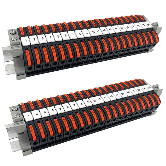 40 pieces of DIN rail terminal blocks, 0.08-4 mm² PCT-211 terminal blocks, terminal block terminal strip kit, quick wiring electrical connection block for automation projects, DIY projects.