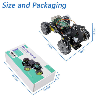Freenove Mecanum Wheel Car Kit for Raspberry Pi 5 4 B 3 B+ B A+, Face Tracking, Line Tracking, Light Tracing, Obstacle Avoidance, App Control, Camera, Servo (Raspberry Pi NOT Included)