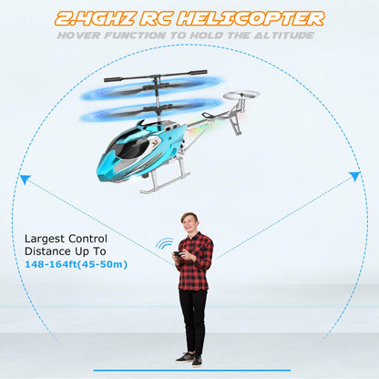 TERRAMUS RC Helicopter- 2.4G Remote Control Helicopter Indoor RC Toy with LED Light & 3.5 Channels & Gyro Mini Helicopter Positioned Height Aircraft Gift Kids Boys