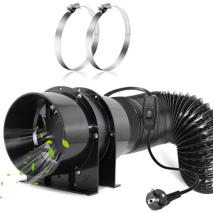 Ø150mm Axial Tube Fan, Exhaust Fan Duct Fan Ventilator with On-Off Switch, 2m Duct Hose for Garage, Office, Grow Tent