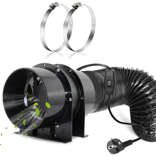 Ø150mm Axial Tube Fan, Exhaust Fan Duct Fan Ventilator with On-Off Switch, 2m Duct Hose for Garage, Office, Grow Tent