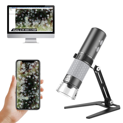 Ninyoon 4K WiFi Microscope Upgraded Stand for iPhone Android PC, 50-1000X USB Digital Microscope Wireless HD Endoscope Camera for All Mobile Phones iPad Android Tablet Windows Mac Chrome Linux