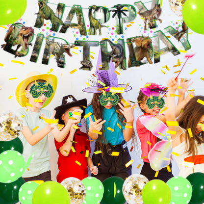 Bea's Party Dino decorations for children's birthday, party plates with Dino design, invitation cards for boys' birthday party with dinosaurs, cake decoration with Dino napkins, Dino piñata.