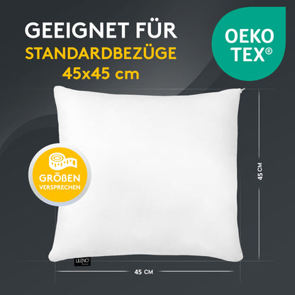 LILENO HOME Microfiber Pillows 45x45 cm [set of 4] washable up to 95 degrees with zipper - 45x45 cm pillow as pillow filling for bed or as decorative pillow - sofa pillow & throw pillow