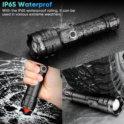 WholeFire Flashlight LED, Super Bright Rechargeable 20000 Lumens LED Flashlight, Rechargeable XHP70.2 Powerful Flashlight Battery Operated Zoomable for Camping, Emergency Gift