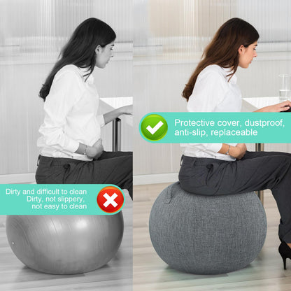 CISSIYOG Chair Covers for Exercise Ball 65cm Ø, Protective Cover for Yoga Ball, Balance Ball Cover, Anti-Scratch Foldable Fabric Cover for Exercise Balls (Exercise ball not included)
