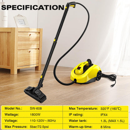TVD steam cleaner, upholstery cleaner device, steam cleaner with 5m extra long power cord for floor steamer, oven, carpet, sofa, upholstery, bed bugs