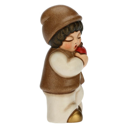 THUN - Nativity scene 2022 - Nativity figure Nativity child with apple made of ceramic, hand-decorated, white dress - Classic line Nativity scene - 4.3 x 3 x 6.5 cm h