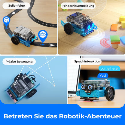 Makeblock mBot 2 programmable robot for kids, AI robot toy with WiFi remote control, compatible with Scratch and Python, intelligent STEM kit gift for kids aged 8 and up.