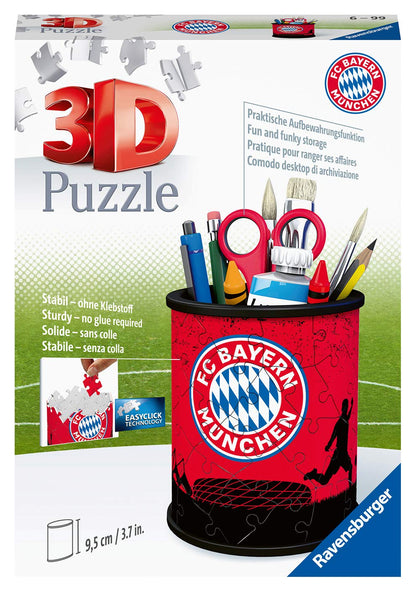 Ravensburger 3D Puzzle Night Light FC Bayern Munich - Fan merchandise for children aged 6 and up, LED bedside lamp with clap mechanism & 3D Puzzle 11215 - Utensilo - FC Bayern Munich - 54 pieces