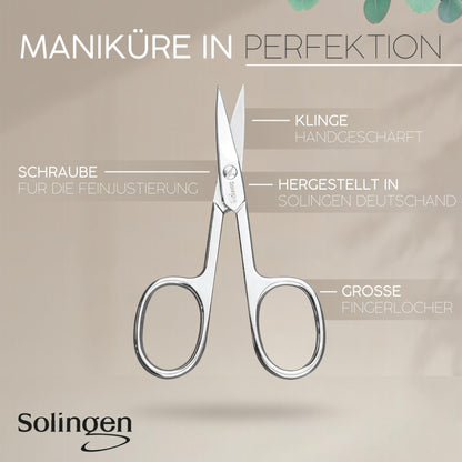 Manicure Set Solingen - Bestseller with top price/performance ratio - Genuine leather case handy and soft - 7-piece nail set for women and men marQus made of glossy nickel-plated polished steel