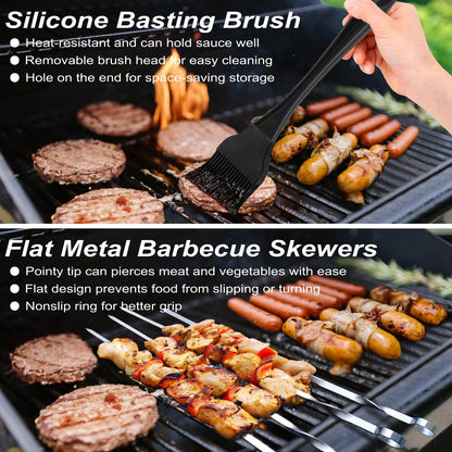 POLIGO 21PCS BBQ Accessories Kit with Grill Mat - Stainless Steel BBQ Tools in Case Gifts for Men - Ideal BBQ Set Gift for Men and Women