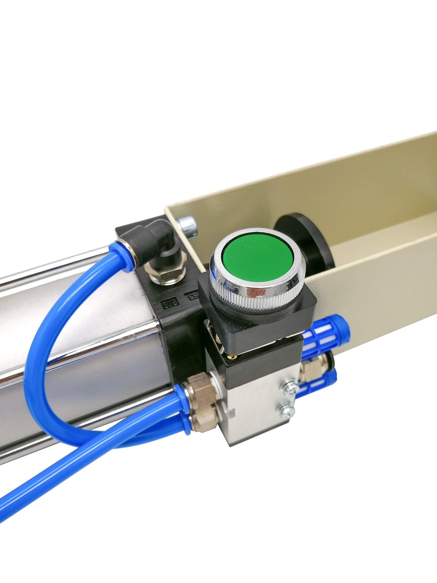Pneumatic cylinder can crusher, sturdy, efficient, for soda cans, environmentally friendly recycling tool for aluminum cans (manual button valve)