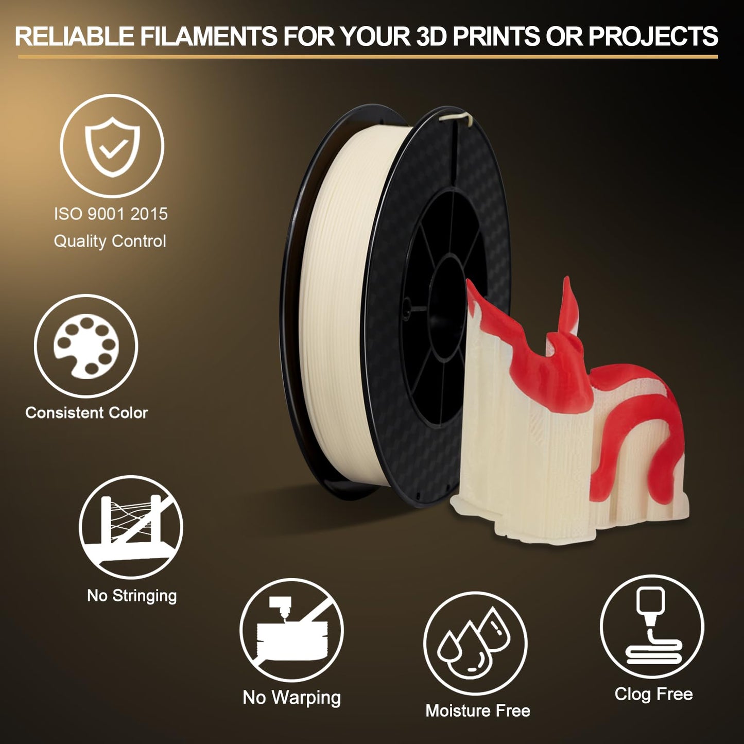 Filament Eono PVA Filament 1.75mm 3D Printer Filament Water-Soluble PVA 500g (1.1 lbs) used as a support material, cream white natural
