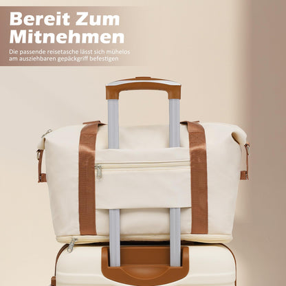 COOLIFE suitcase trolley made of ABS hard shell, with 4 wheels and TSA lock. The suitcase includes 1 travel bag and 1 toiletry bag.