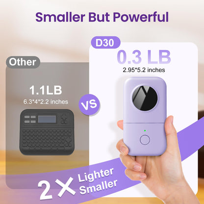Phomemo D30 label maker, Bluetooth label printer, self-adhesive mini label printer compatible with iOS Android. Portable labeling device for home, kitchen, office - Purple.