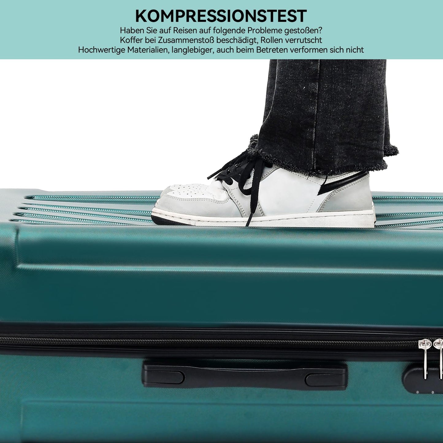 BEIBYE Twin Wheels Hardshell Suitcase Travel Luggage Trolleys in XL-L-M in 14 colors (Dark Green, Medium Suitcase (66cm))