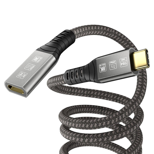 Angusplay USB C Thunderbolt 4 Extension 40Gbps, USB 4 Extension Cable, 8K 60Hz Display/100W Charging Compatible with Thunderbolt 4/3, USB4/3, Type C, for Mac MacBook Pro, external SSD eGPU, 0.8m