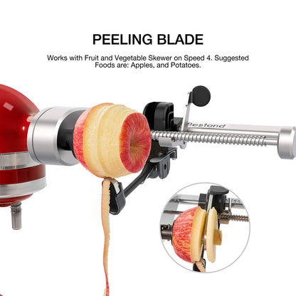 Compatible with KitchenAid stand mixers, this spiralizer attachment comes with 5 blades, peeler, and slicing disk. It's a vegetable slicer, not the brand's spiralizer.