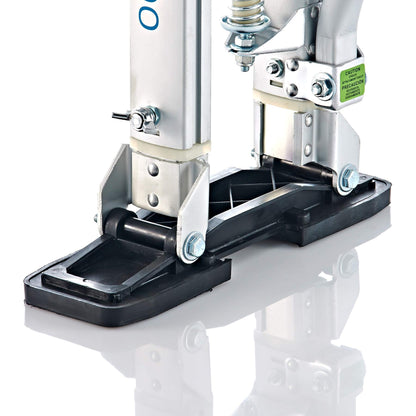 Installoo Consumer-Line Aluminum Drywall Stilts for professional drywall work. Adjustable stilts suitable for farmers, builders, and painters. Adjustable height with 4 springs ranging from 60-100 cm. Size XL.