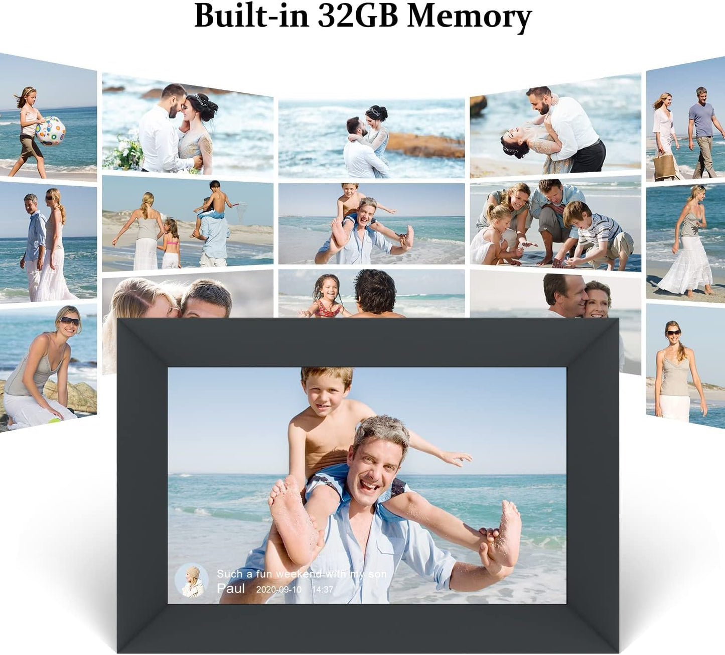 AEEZO 10.1 inch WiFi Digital Picture Frame,1280x800 IPS Touchscreen Electronic Photo Frame,32GB Storage,Auto Rotation,Supports Micro SD Card