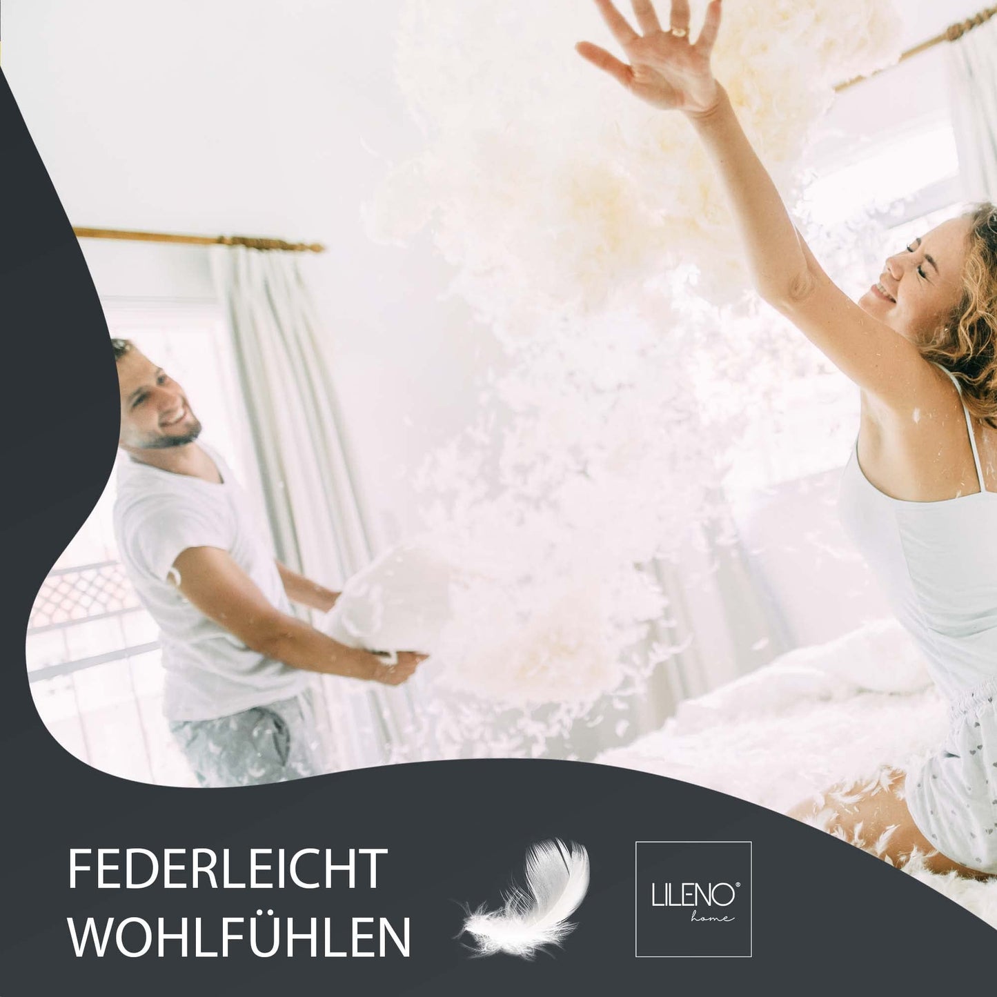 LILENO HOME feather pillow 40x80 cm [1 set] - Pillow 40 x 80 cm made of feathers as a head pillow, sleeping pillow and bed pillow perfect for allergy sufferers and children - Feather core pillow with 750 g feather filling each.