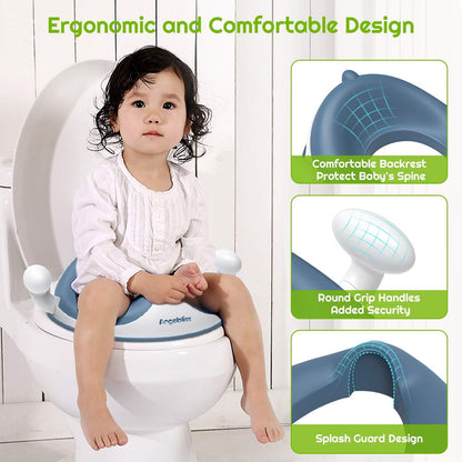 Angelbliss toilet seat for kids, baby potty training toilet trainer, children's toilet seat for boys and girls, double anti-slip cushion seat, with handle and splash guard.