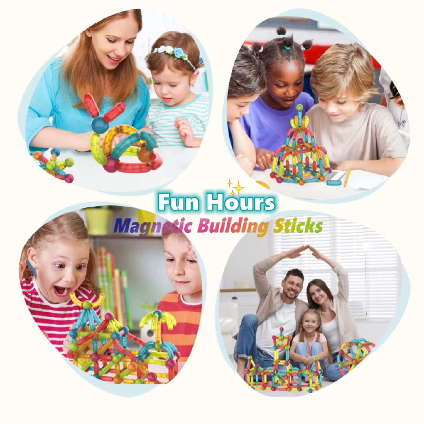 BINZKBB Magnetic Building Blocks Construction Set, Large 52 Piece Magnets Educational Creative 3D Building Toy for Kids Gift from 3 4 5 6 Years Old Boys Girls.