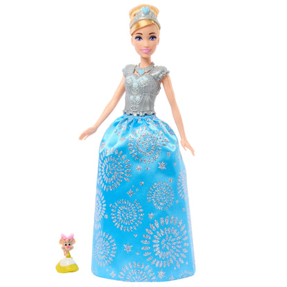 Mattel Disney Princess toy, Cinderella fashion doll with friend figure and 12 secret fashion and accessory pieces, inspired by the Disney film, gifts for kids, JCR96.