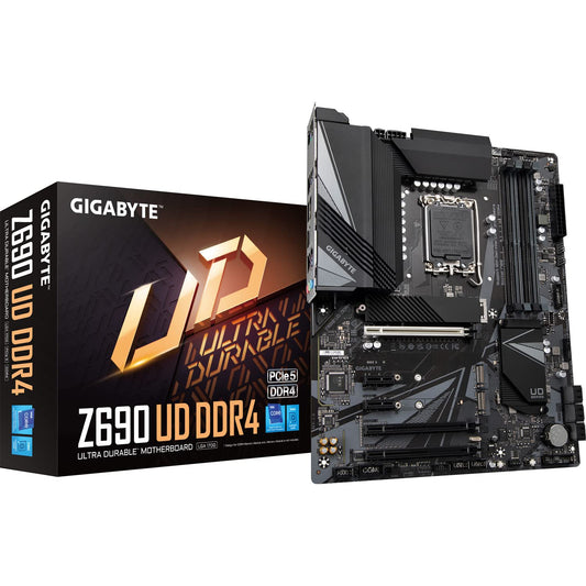 Gigabyte Z690 UD DDR4 ATX Motherboard - Supports 12th Gen Intel Core Processors (LGA 1700), DDR4-5333MHz(OC) Memory, 2.5GbE LAN, 1x PCIe 5.0 x16 Slot, 3X NVMe PCIe 4.0 x4 M.2 & USB 3.2 Gen 2x2 Type-C