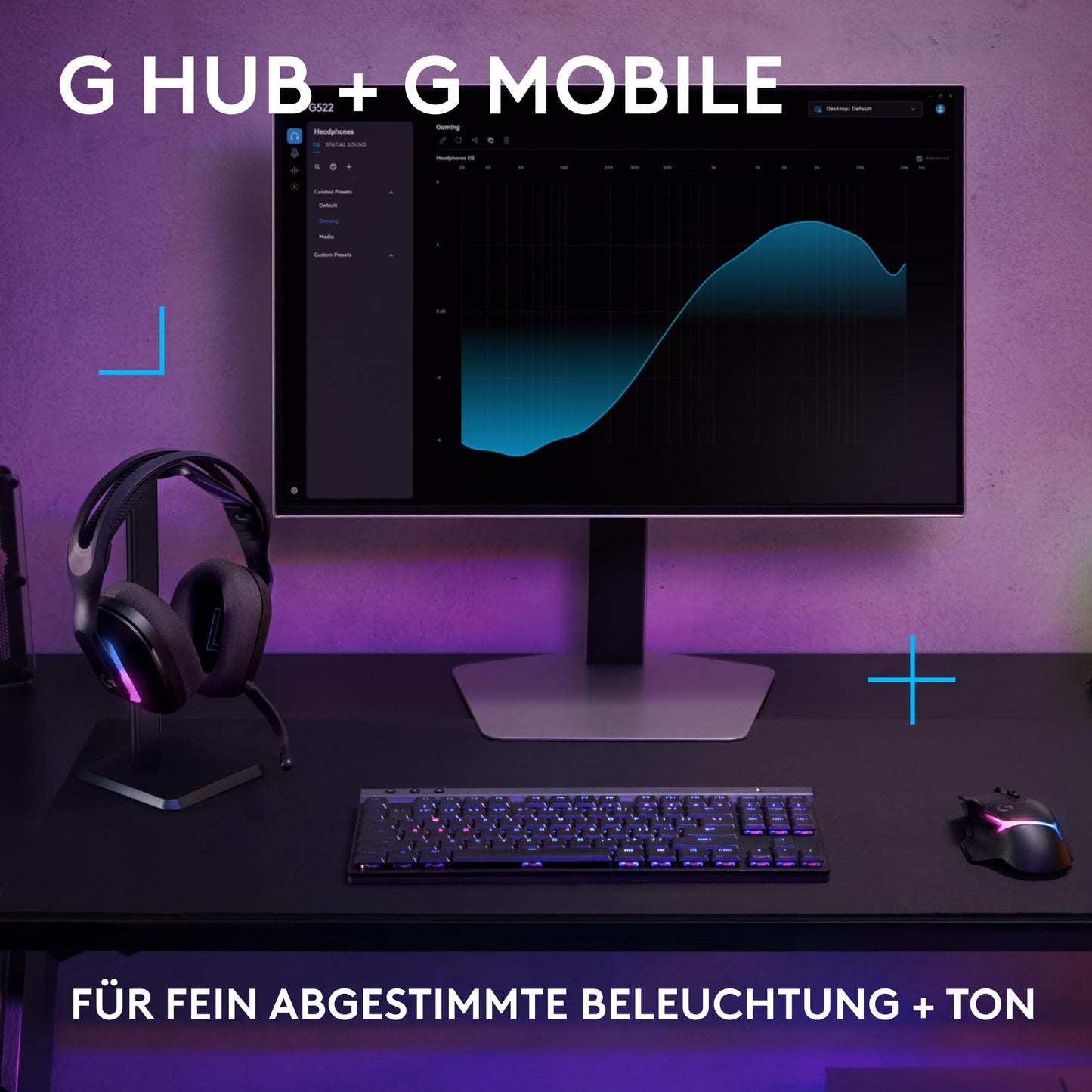 Logitech G G522 LIGHTSPEED wireless gaming headset, LIGHTSYNC RGB, microphone and advanced synchronized audio, Tri-connectivity with LIGHTSPEED, Bluetooth, USB-A to USB-C for PC - Black