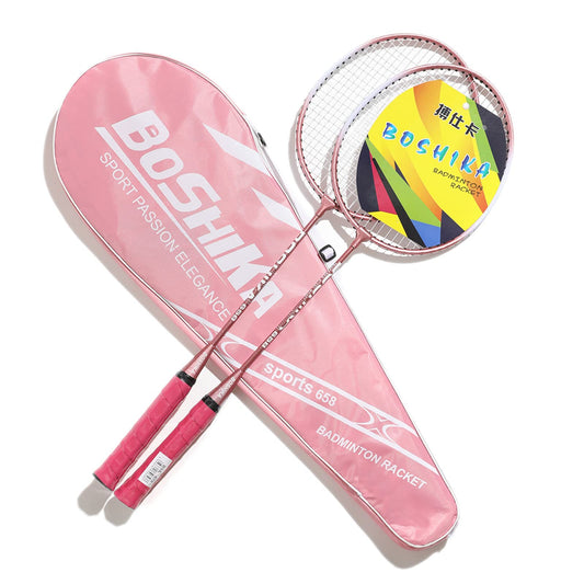 2 Piece Badminton Set Carbon Professional Badminton Rackets Lightweight Badminton Rackets Shuttlecock Racket Set for Training With Carry Bag, Pink