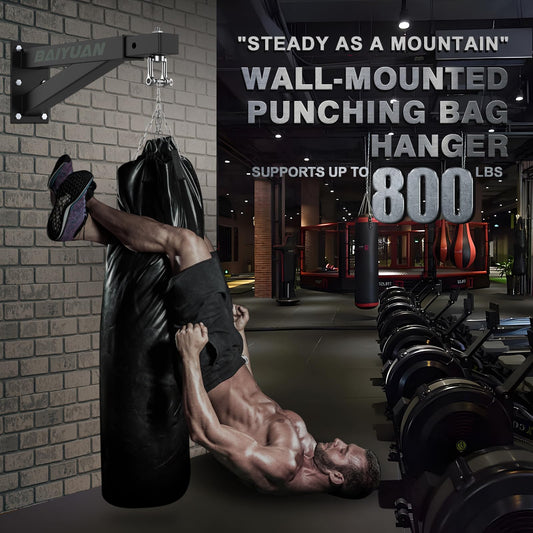 Heavy punching bag hanger - wall mount for punching bag, adjustable, sturdy, boxing bag wall mount, stand for home or gym, for kickboxing bag, Muay Thai bag, etc. (supports up to [255 character limit reached])