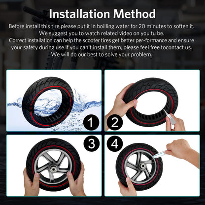 OUXI 10x2.125 Inch Electric Scooter Tire - Solid Rubber Tire with Mounting Tool, Highly Elastic