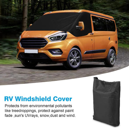 LIROPAU Front Windshield Wrap Cover Replacement Compatible with All Ford Transit Custom, Car Windshield Cover, Front Windshield Window Sunshade Auto Front Windshield Weatherproof Curtain Camping