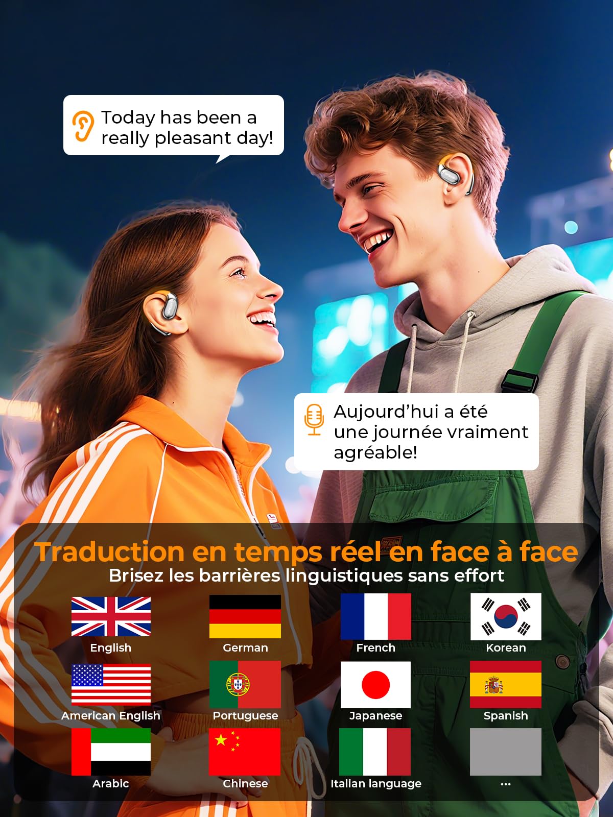 ki translator headphones, 3-in-1 translation headphones with 150 languages, 5 translation modes Real-time translator earbuds with APP, 60Hrs, Bluetooth 5.4 translator earbuds for Learning, Travel, Business