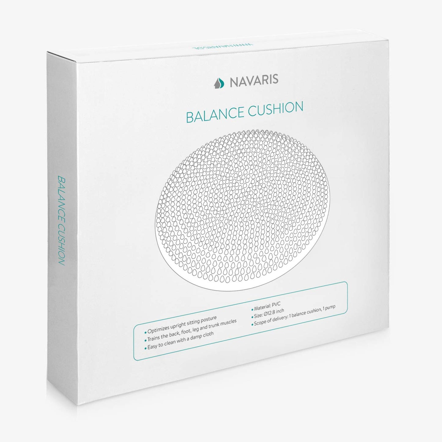 Navaris balance cushion ball seat cushion with air pump - balance mat cushion seat cushion back training - knobs and smooth