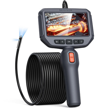 DEPSTECH Endoscope Camera with Light, 1080P Dual Lens Inspection Camera with 4.3 inch IPS Screen, IP67 Waterproof for Industrial/Home Inspections, 5m Pipe Inspection Snake Camera.