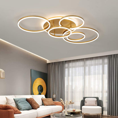 SENFAI LED ceiling light 115 cm ceiling lamp living room 3000K-6000K dimmable round 6 ring ceiling lamp with remote control, modern LED living room lamp with night light memory function kitchen lamp