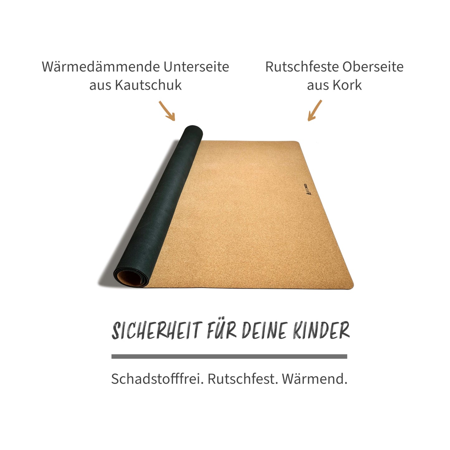 Secoroco cork playmat. Non-toxic crawl mat for babies and children. Natural 160x110 cm.