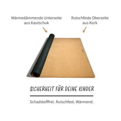 Secoroco cork playmat. Non-toxic crawl mat for babies and children. Natural 160x110 cm.