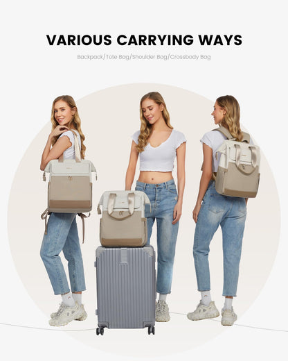 LOVEVOOK Women's Backpack, Large Laptop Bag with 17 inch Laptop Compartment, Waterproof Travel Backpack for Women, Large Handbag Backpack for Travel, Modern School Bag, Business Carry-on for Travel Vacation Office