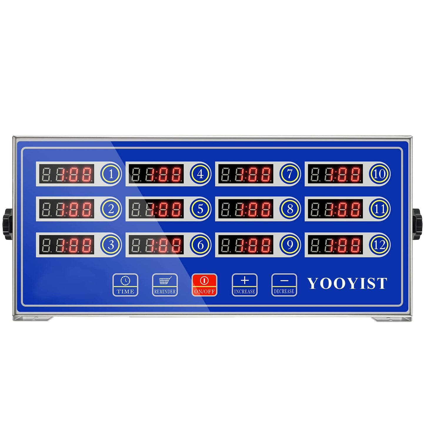 YOOYIST Commercial 12-Channel Kitchen Timer Digital Restaurant Timer Professional LED Adjustable Alarm Cook Reminder for Food Truck Fryer Baking Pizza Coffee