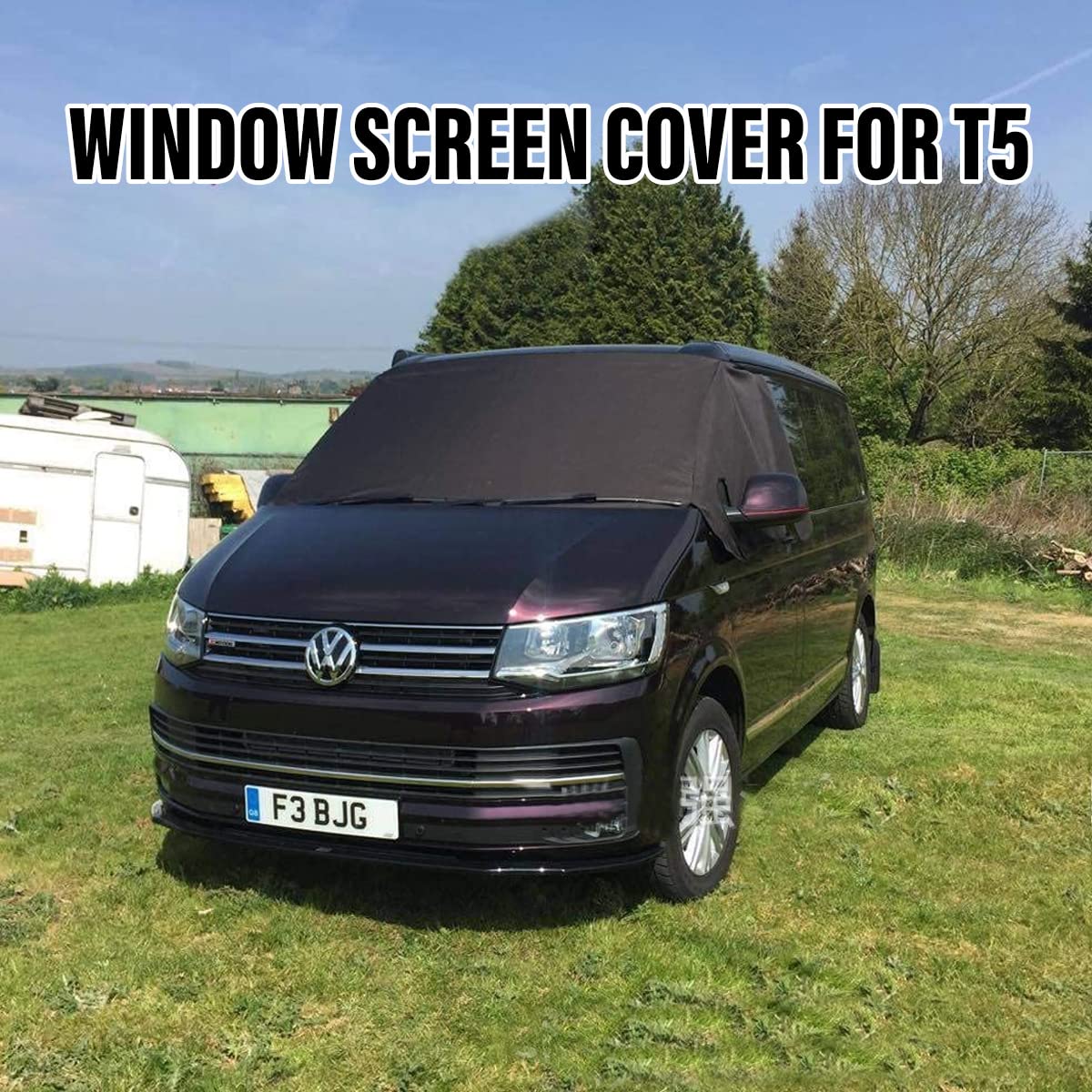 Windshield cover for V-W T5, Cover Car Windshield, Heavy-duty 600D Oxford Fabric Windshield Sun Shade Weatherproof Camping Cover.