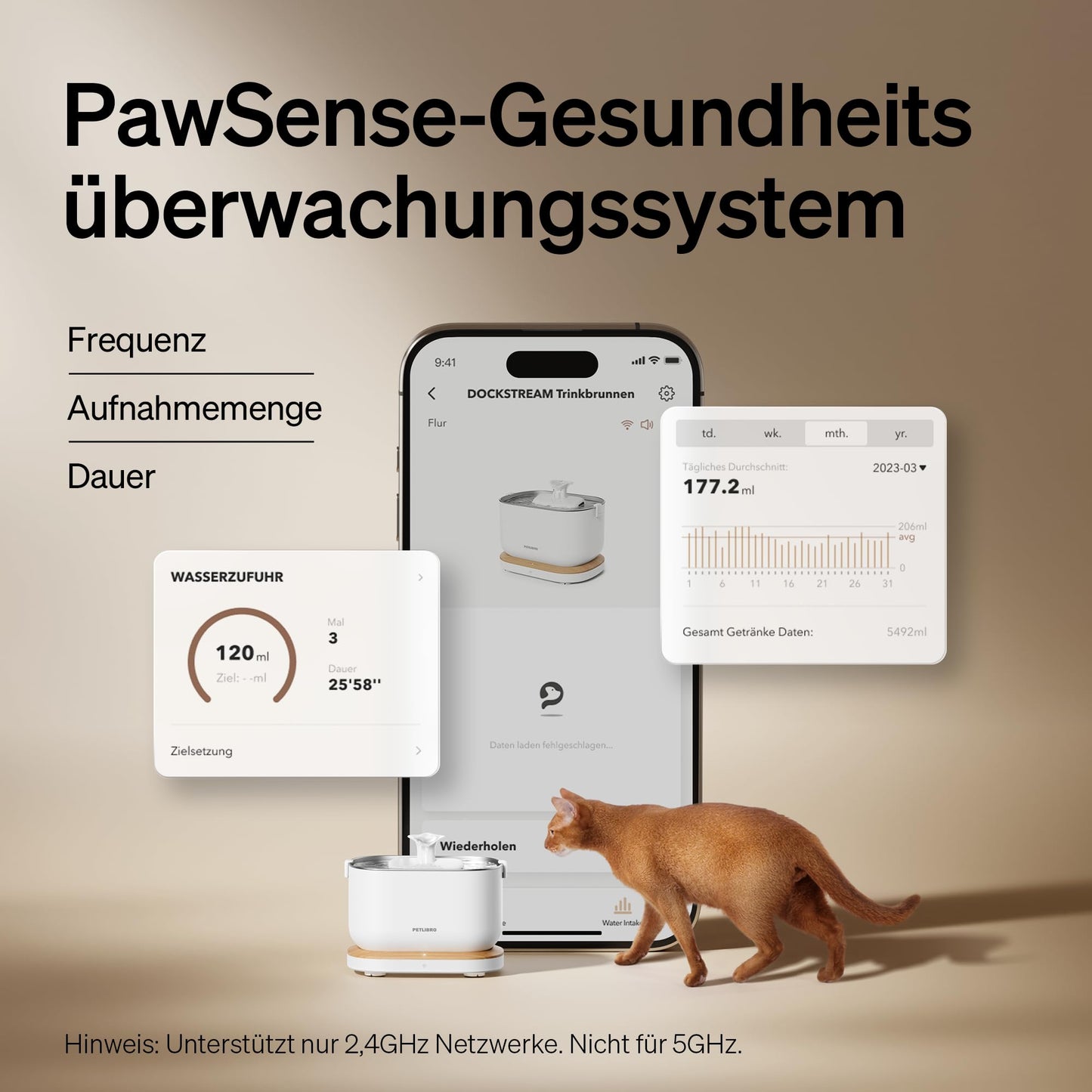 PETLIBRO Cat Fountain App Monitoring Drinking Fountain for Cat, Dockstream Automatic Cat Drinking Fountain 2.5L, Intelligent Control System, 2.4GHz Wi-Fi Connection, Easy Cleaning, Ultra Quiet