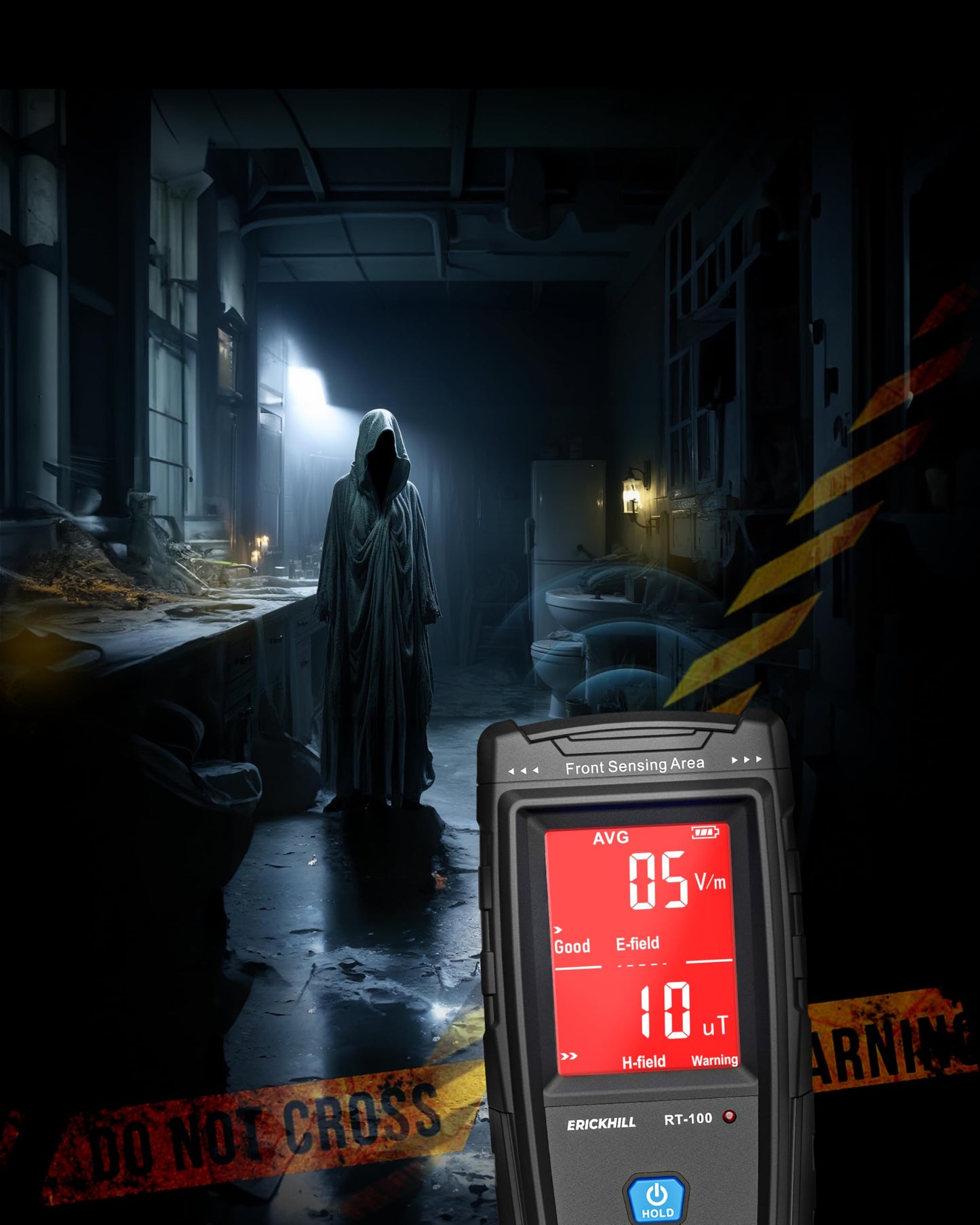 ERICKHILL EMF meter, rechargeable, electromagnetic radiation detector, handheld device, digital LCD EMF detector, great tester for home EMF inspections, office, outdoor, and ghost hunting.