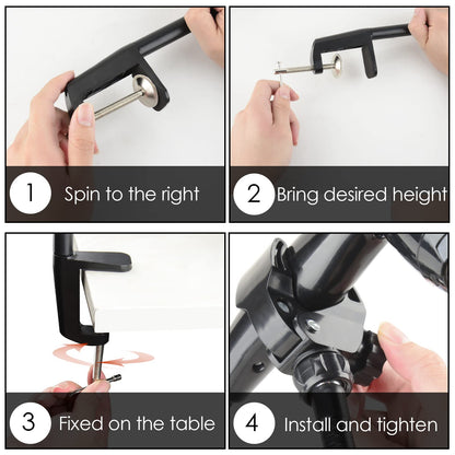 Linkidea hands-free hair dryer holder made of stainless steel, adjustable hair dryer holder for dog and pet grooming, for the desk (black)