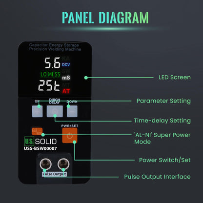 U.S. Solid USS-BSW07 Battery Spot Welder 21 KW 3500A Capacitor Energy Storage Pulse Welding Machine, Mini portable spot welding machines for 18650, LiFePO4 lithium battery pack construction.