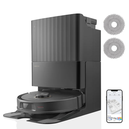 roborock Qrevo Pro Set robot vacuum with mopping function & lift-off mop, 7000Pa suction, FlexiArm Design™ edge cleaning, 60°C hot water mop wash, includes 2 extra mops, robot vacuum set (Black)