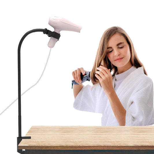 Linkidea hands-free hair dryer holder made of stainless steel, adjustable hair dryer holder for dog and pet grooming, for the desk (black)
